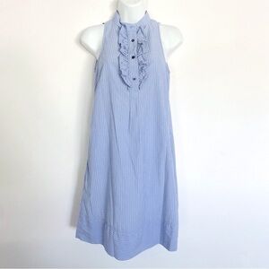 Gap Blue Striped Tuxedo Ruffle Mini Dress